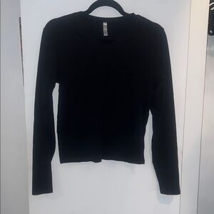 Classic Black Long Sleeve V-neck Top